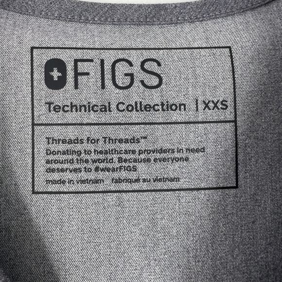 FIGS Women's Graphite Scrubs Top Short Sleeves V-Neckline Side Slits Size XXS - Picture 3 of 9